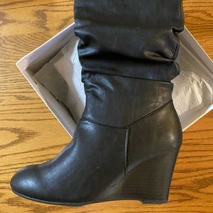 NEW Rampage Swift Faux Leather Black Boots 9.5